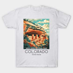 A Vintage Travel Illustration of Mesa Verde National Park - Colorado - US T-Shirt